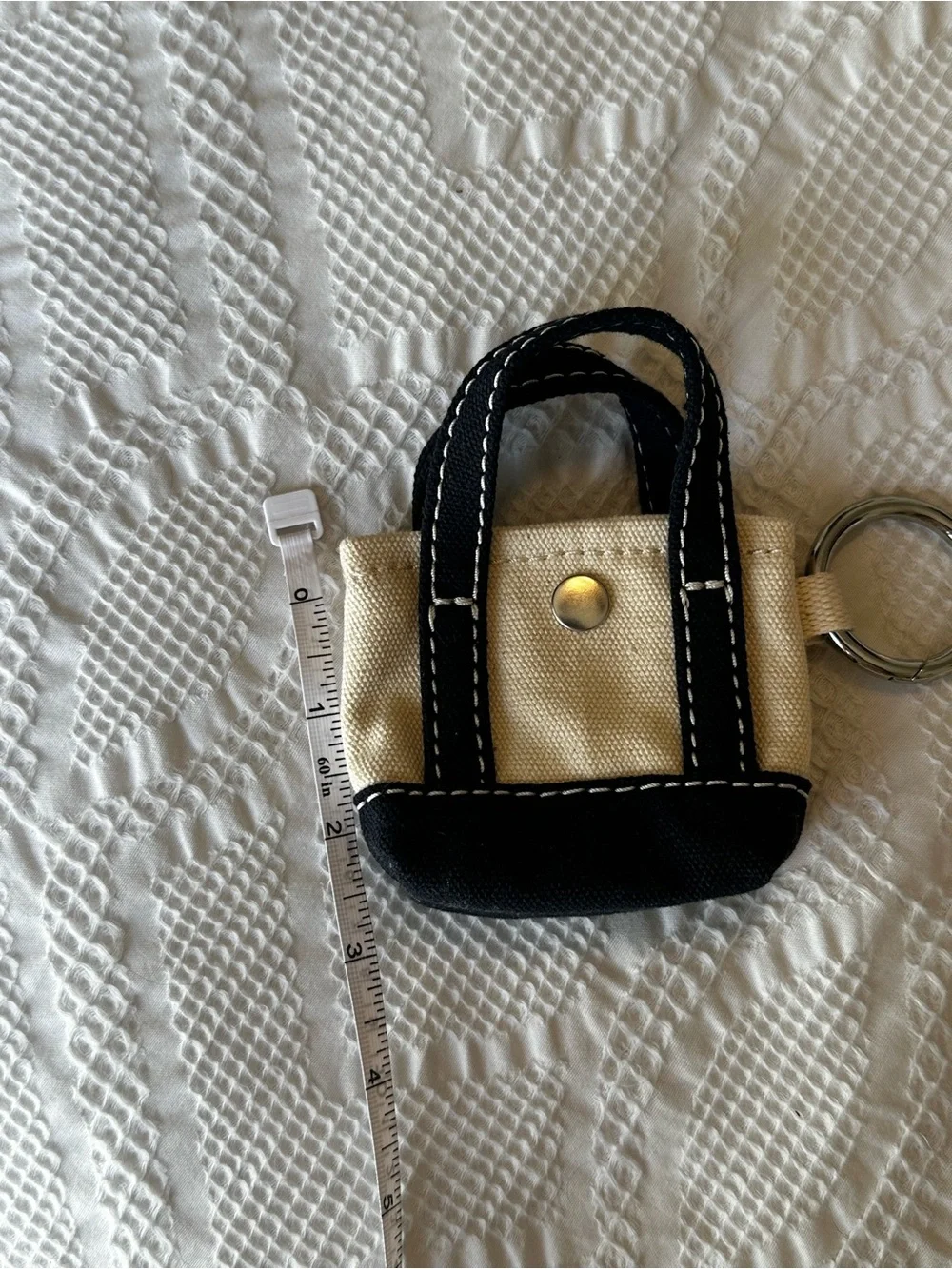 Lands End Micro Canvas Tote Charm Keychain NEW